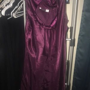 Tie up pomegranate mid fitted silk dress